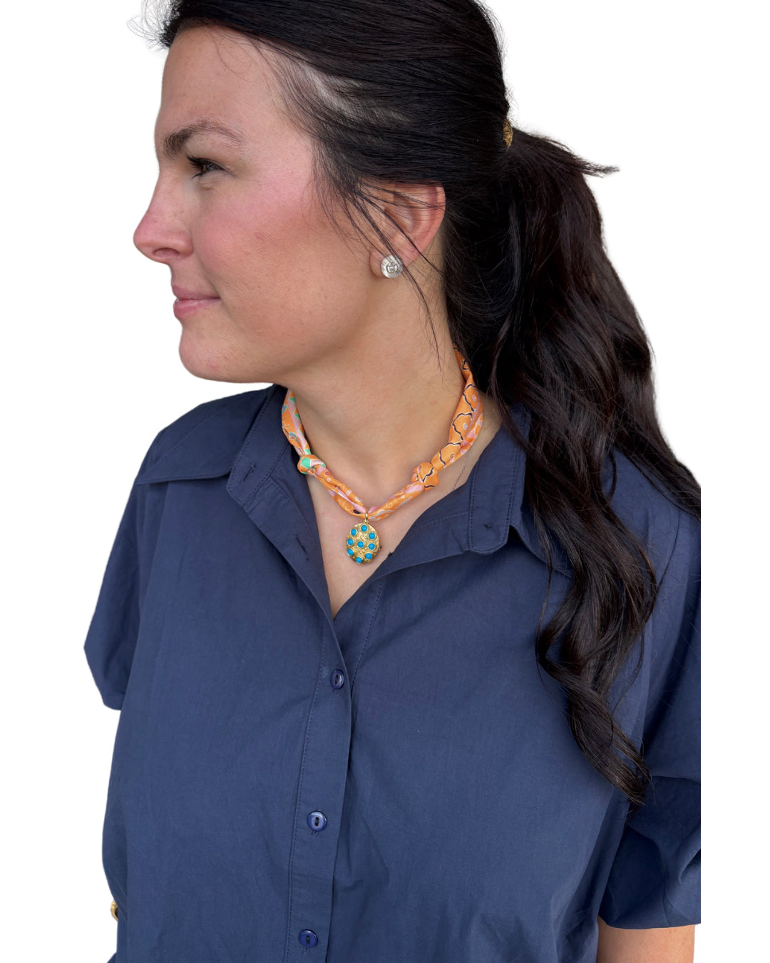 The Scarf Locket: Rosa in Blue Tangerine