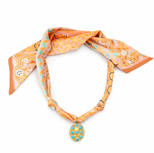 The Scarf Locket: Rosa in Blue Tangerine